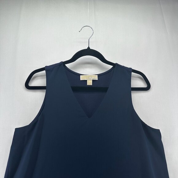 Michael Kors Tank Top Womens Size M Tunic Layered V-Neck Sleeveless Shell Blue - Picture 3 of 11
